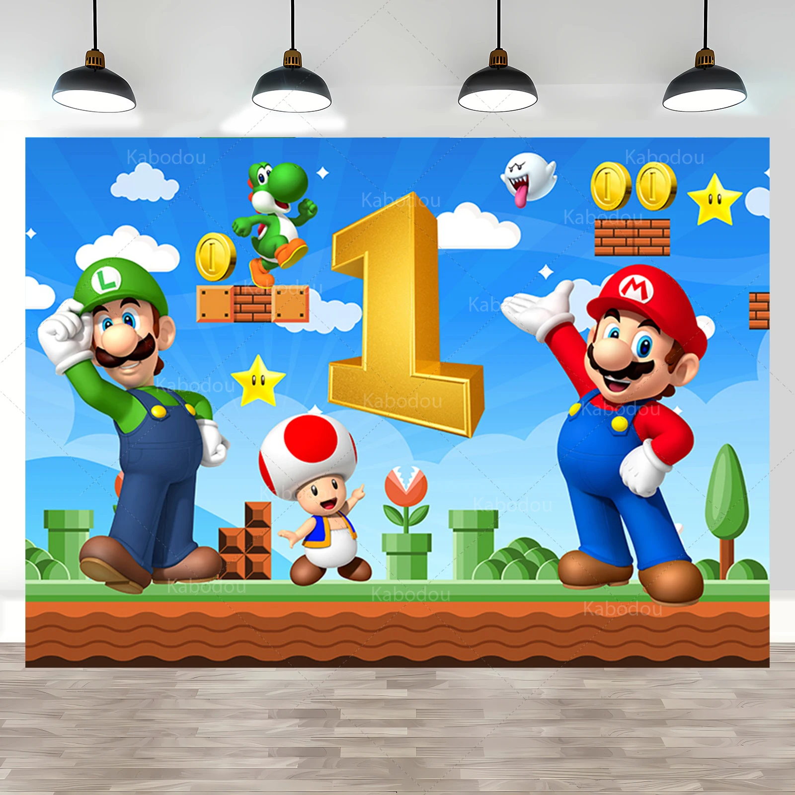 

Super Mario Custome Name And Age Backdrop Kid Birthday Party Decoration Background Marios Bro Baby Shower Poster Banner