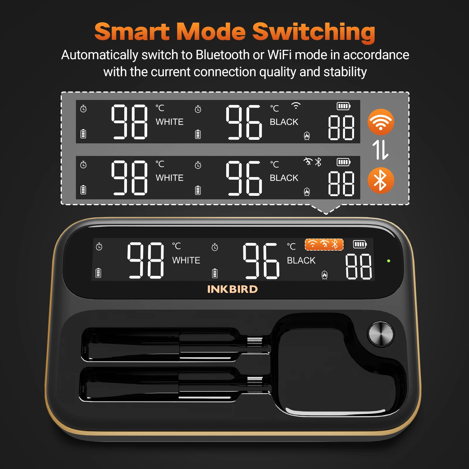 Imagem -06 - Inkbird Int12-bw Wifi Bluetooth Termômetro para Churrasco com Sondas Longas e Curtas Combo Ip67 Termômetro Digital para Alimentos à Prova Dágua