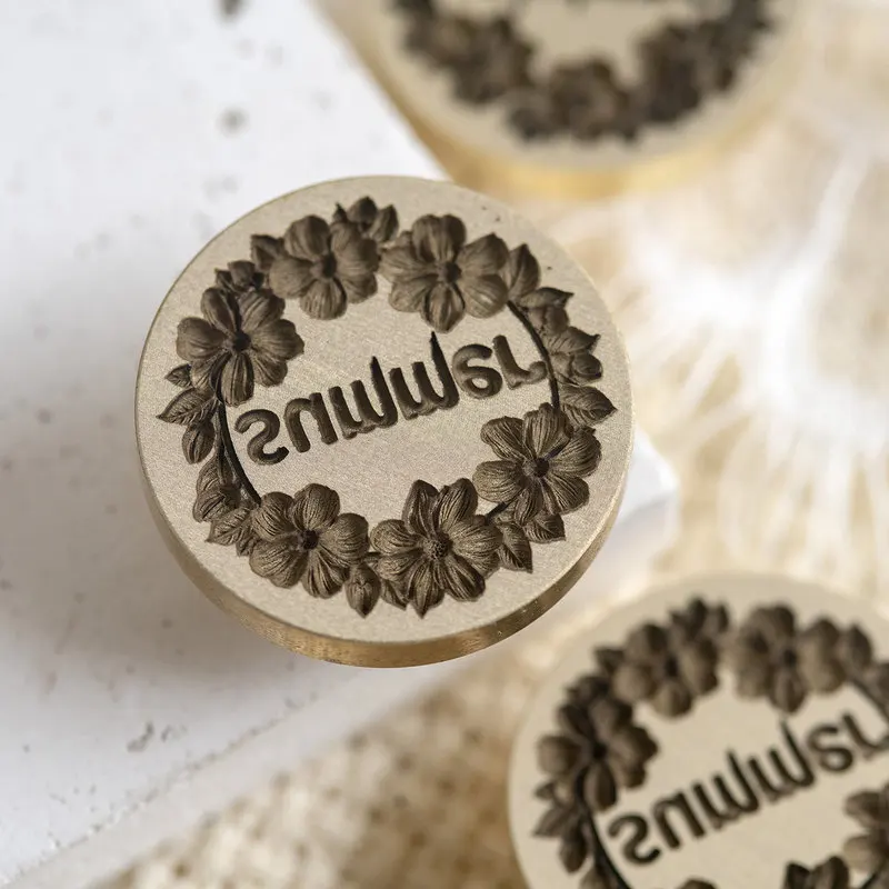 New Original 3D Wax Seal Stamp Laser Engraved Wreath Summer Brass Embossed Sealing Wax head For Diy Craft Card Letter Decor