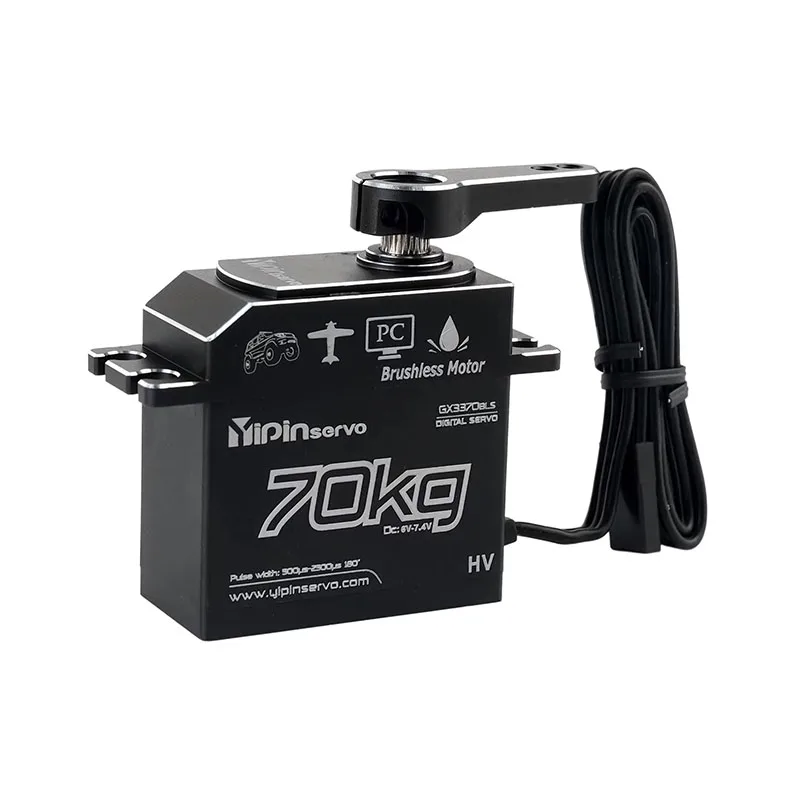 

YiPinservo 70kg Brushless Motors Digital Servo Torque High Torque Waterproof IP67 180 Degree 5.0V-8.4V RC Robot Car 3370BLS