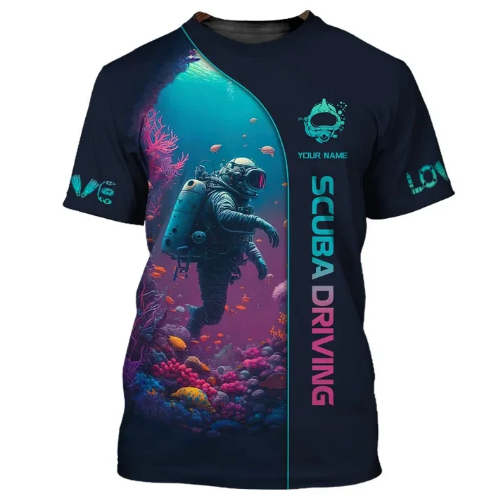 All Over Print Diving T Shirt For Men Women Summer Short Sleeve Oversized Tee Shirts Clothes Mens Diving Club Tshirts