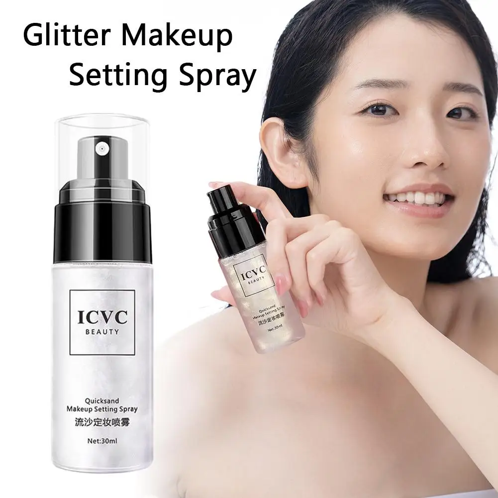 1/3/5 szt. Spray utrwalający makijaż, kontrolujący wydzielanie sebum, wodoodporny, szybkoschnący, transparentny, z brokatem, długotrwały, utrwalający makijaż efektem płynącego piasku
