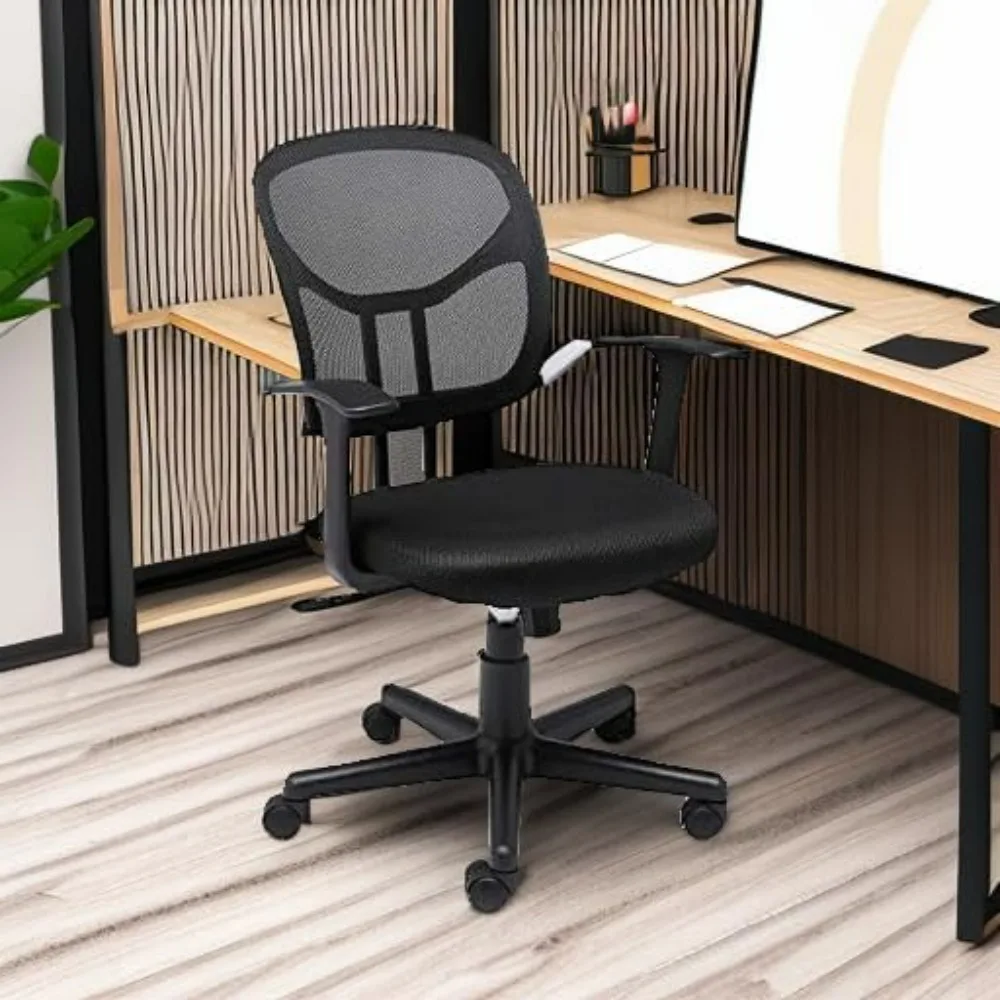 Office chair.Mesh Mid-Back Adjustable-Height 360-Degree Swivel Office Desk Chair with Armrests, Lumbar Support and Easy Assemble