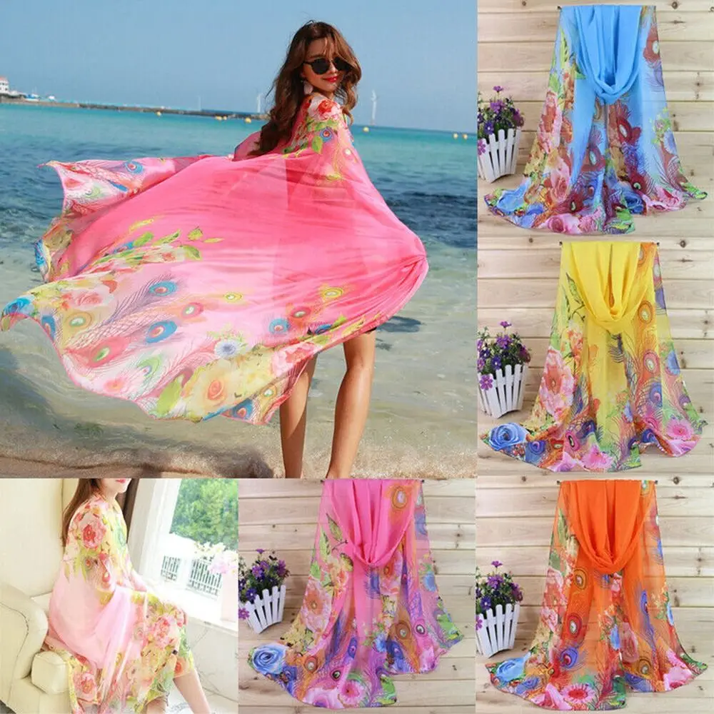 Gift Clothing Accessories Head Wrap Ladies Chiffon Scarf Silk Scarf Beach Shawl Summer Beach Sarong Scarf