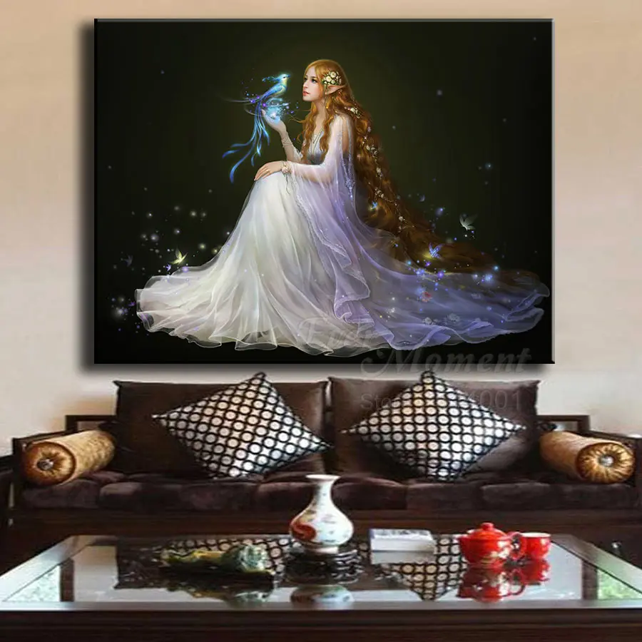 Ever Moment Diamond Painting Long Hair Angle 5D DIY Picture Mosaic Diamond Embroidery Handmade Home Decoration S2F146