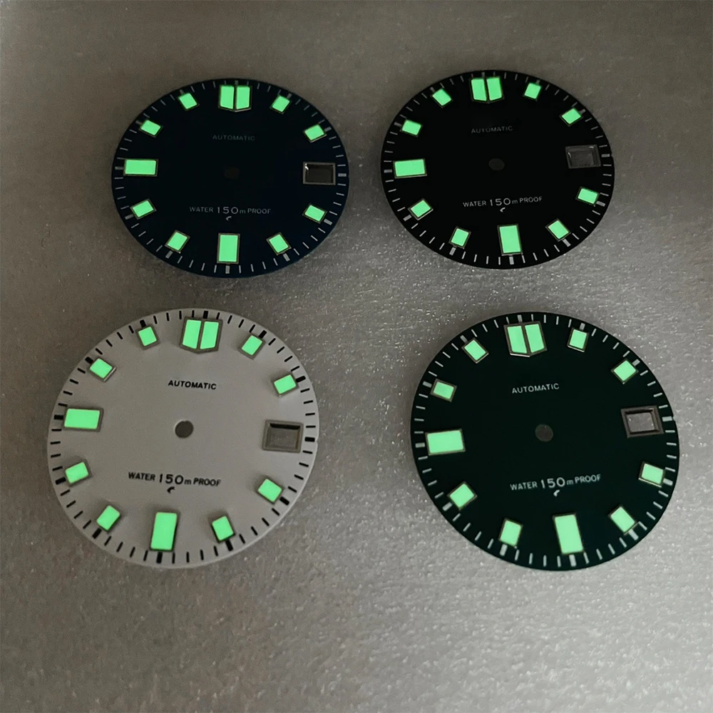 28.5mm S Logo Matte Dive Dial Fit NH35/NH36/4R/7S Japan Movement C3 Green Luminous High Quality Watch Modification Accessories
