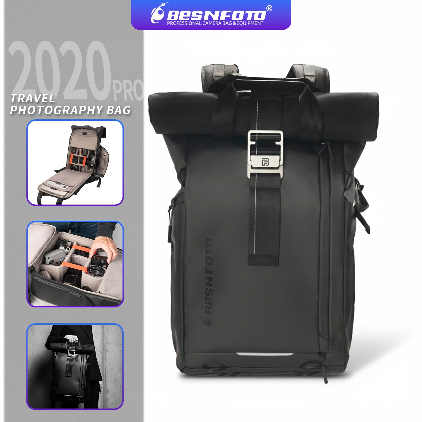 תיק גב עמיד למים עם פתח עליון מתקפל