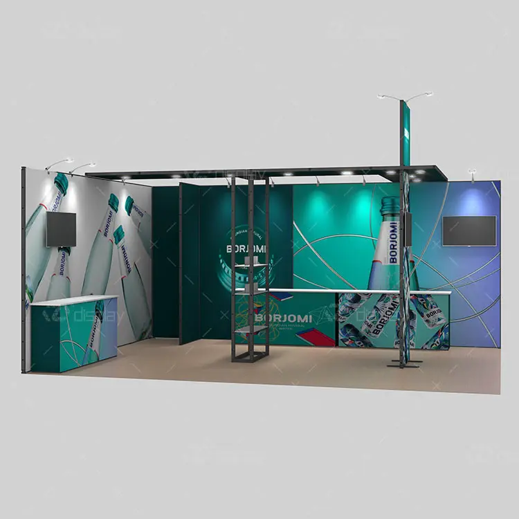 Conception de kiosque de cabine portable, affichage flexible étiré