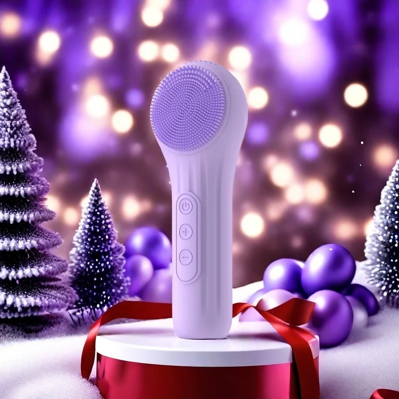 هدية عيد الميلاد فرشاة تنظيف الوجه السيليكون المحايدة، منظف الوجه القابل لإعادة الشحن المقاوم للماء IPX7، مقشر الوجه السيليكوني