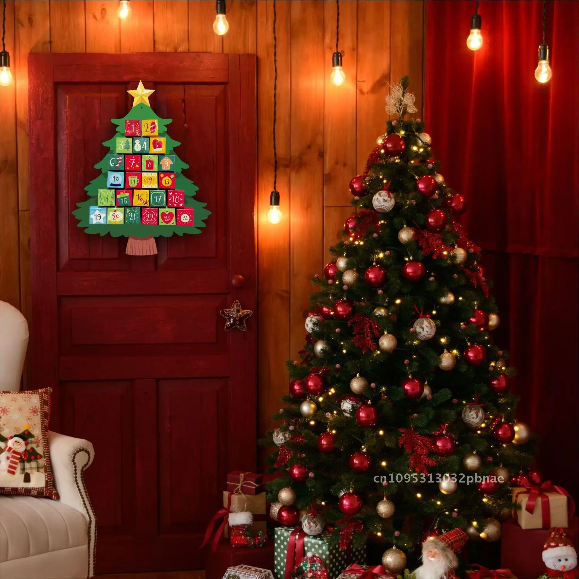 

24-grid Christmas Advent Calendar Countdown Hanging Ornaments for Boys and Girls Fun Decoration Ornaments