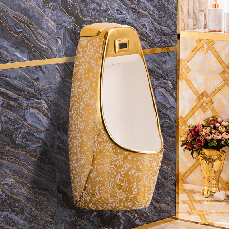 Full Smart Integrated Urine Cup Golden Men's Toilet Ceramic Urinal Urinal Funnel