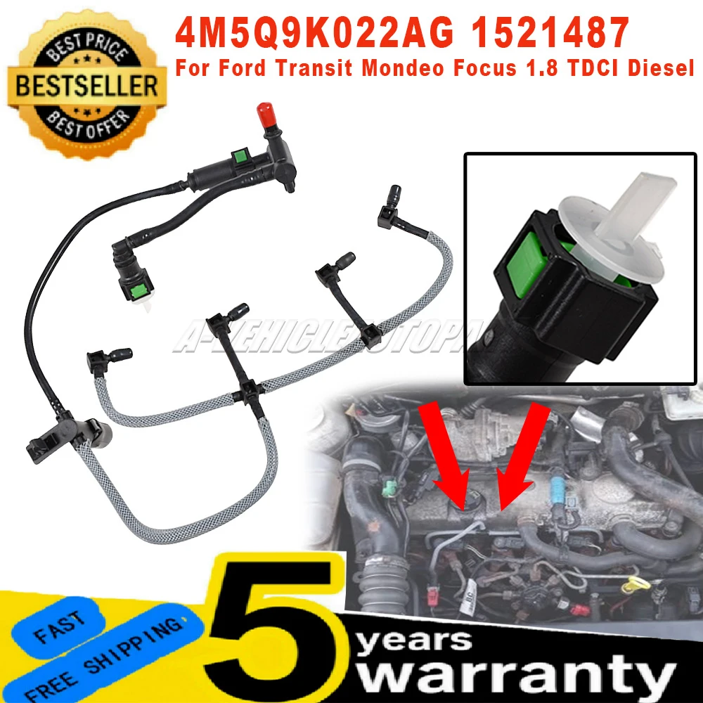 New Injector Return Hose 4M5Q9K022AG For Ford Transit Mondeo Focus 1.8 TDCI Diesel Fuel Return Hose Line Car Accessories 1521487