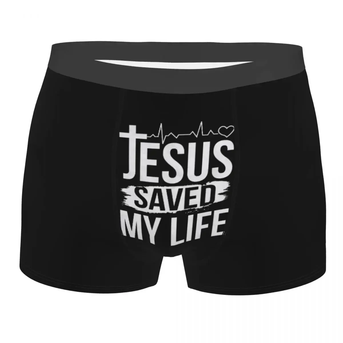 

Jesus Saved My Life Boxer Shorts For Men 3D Print Male Christ Religion Christian Faith Underwear Panties Briefs Soft Underpants