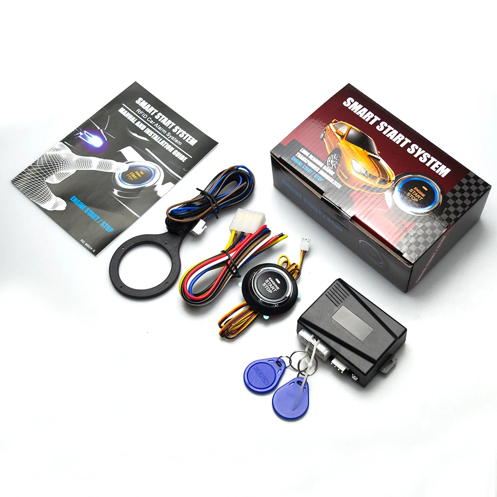 Smart RFID Push Engine Start Button kit & Keyless Go System Upgrade Key Start to Push Start Cars Fits for Most DC12V Cars