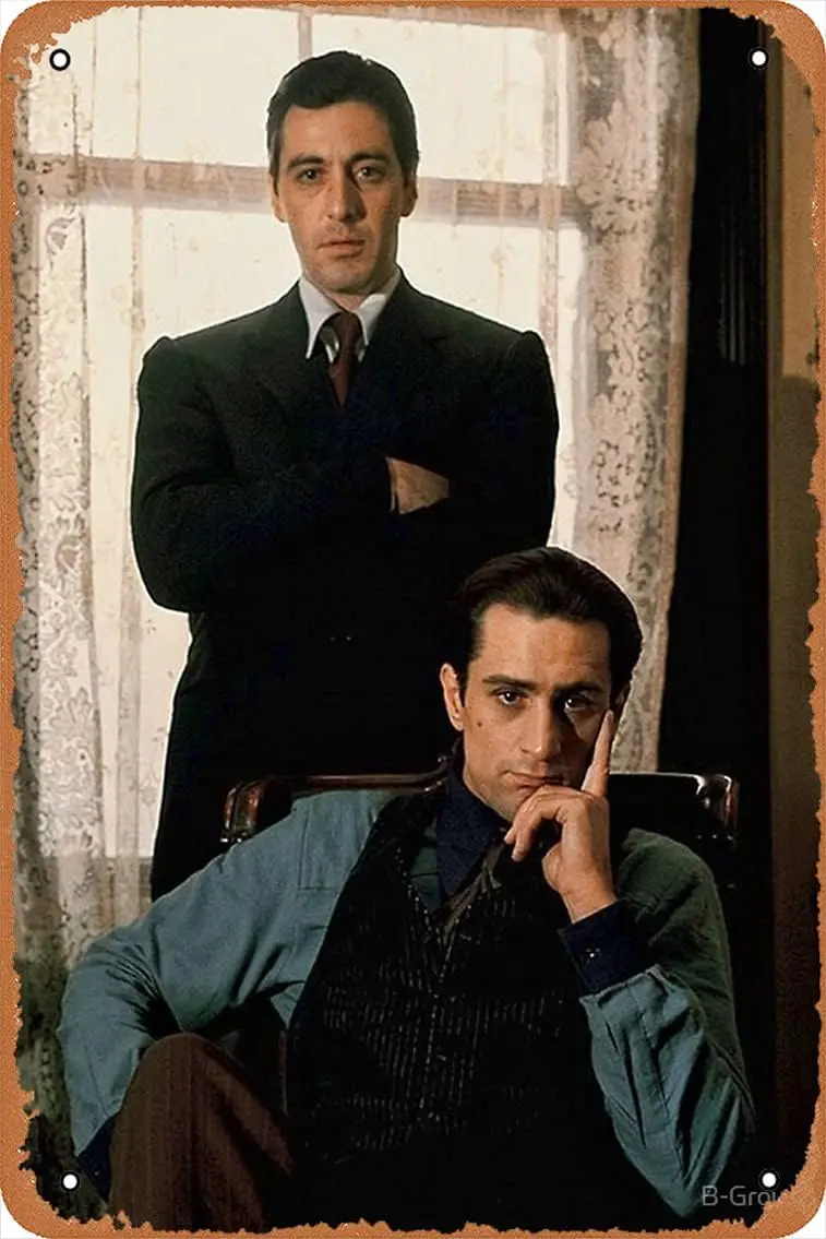 NIUMOWANG Metal Sign - The Godfather - Al Pacino, Robert De NIRO Tin Poster 12 X 8 Inches