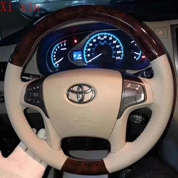 For Toyota old Sienna 2011 special imitation peach skin leather hand sewn steering wheel cover