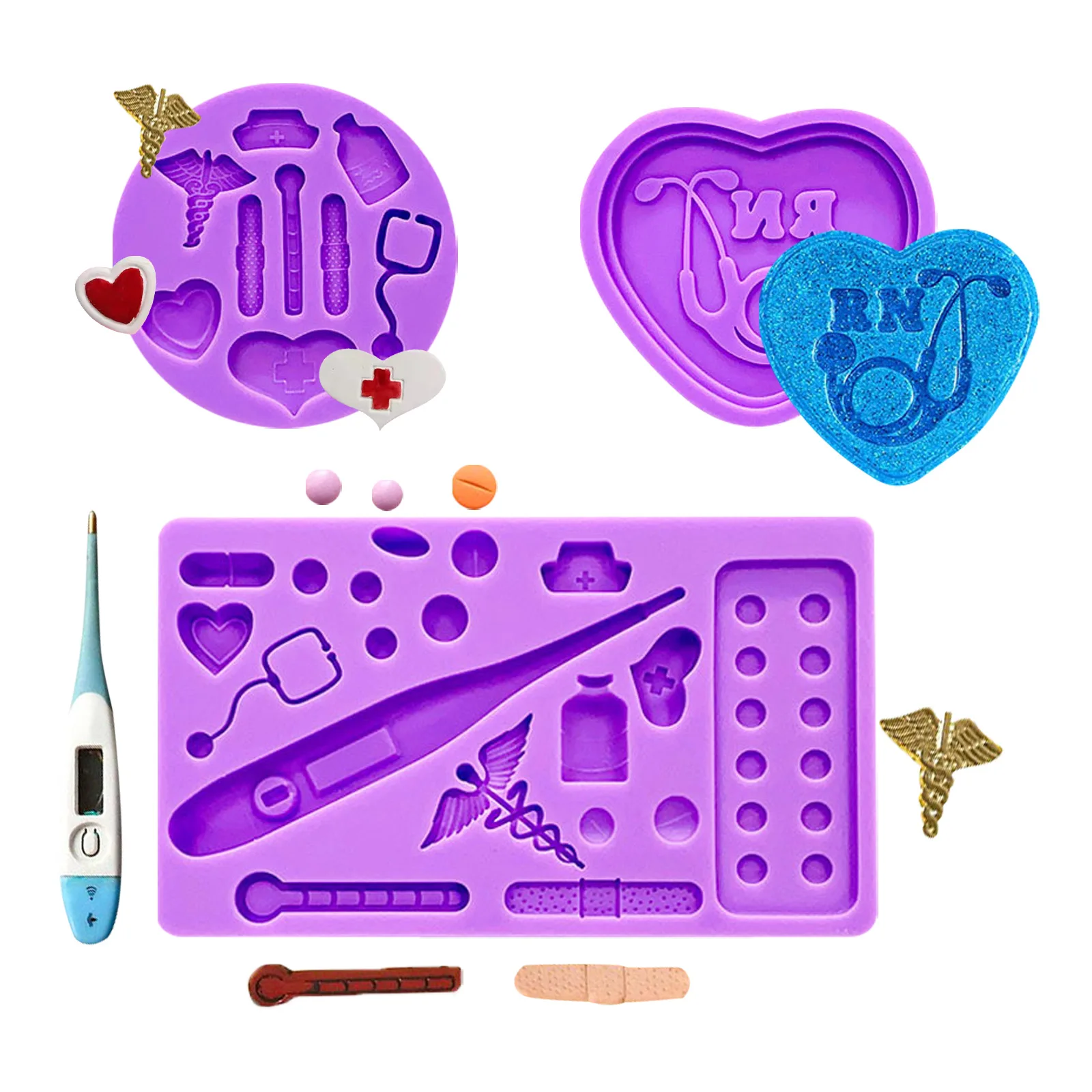 Stethoscope Medical Hospital Tools Silicone Mold Sugarcraft Cupcake Chocolate Baking Mold Fondant Cake Decorating Tools