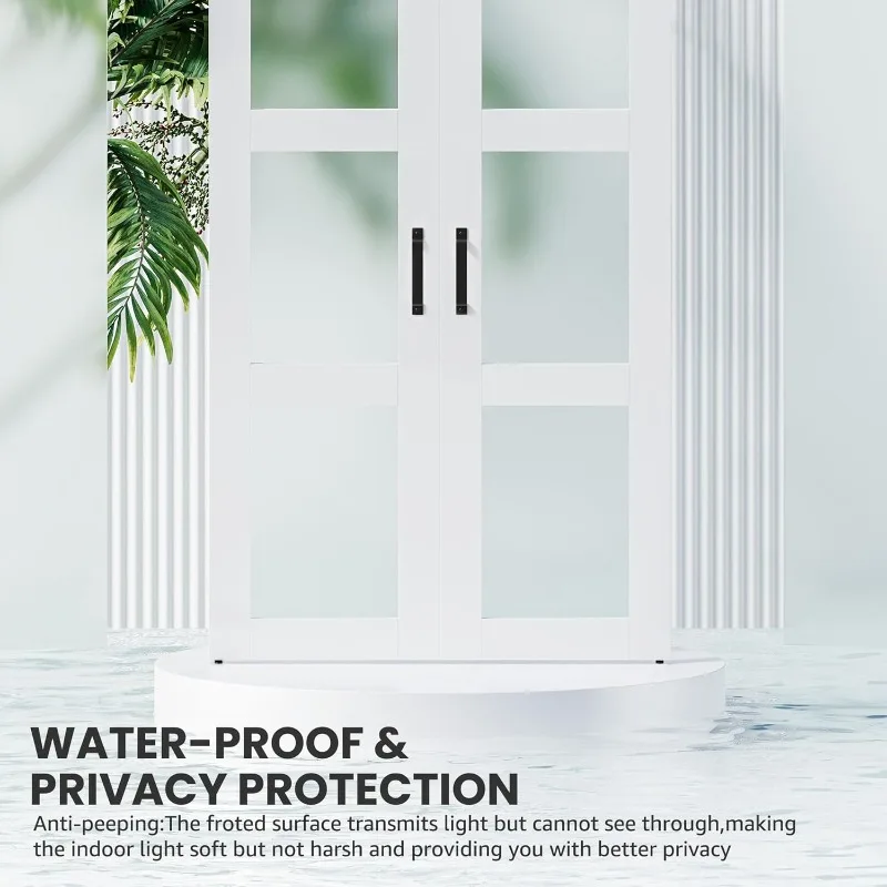 باب الحظيرة المنزلق المزدوج 18 × 84 بوصة مكون من 3 ألواح مع زجاج بلوري ومجموعة أجهزة بطول 6.6 قدم - مقاومة للماء، سهلة التجميع، محفورة مسبقًا