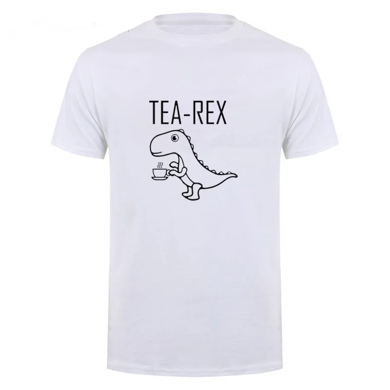 Men Male Casual Cotton Short Sleeve O Neck Funny Joke T-Shirt Summer Tops Tee Dinosaur Drink Coffee Tea Rex Novelty Shirt For X