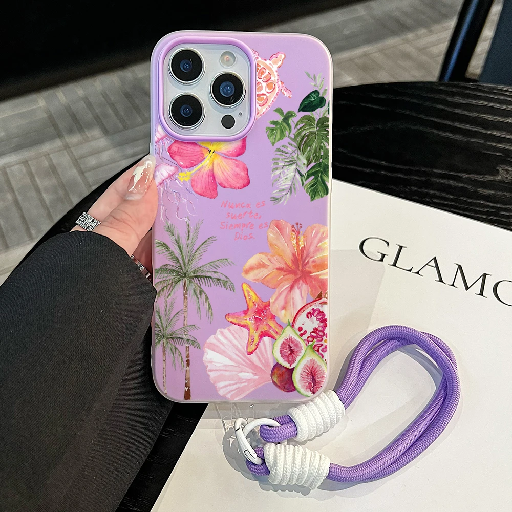 Phone Case For Samsung Galaxy S26 Ultra S25 S24 s22 s23 Plus FE A56 A55 A35 A36 A37 5G Summer Island 2 in 1 With Lanyard Cover view 6