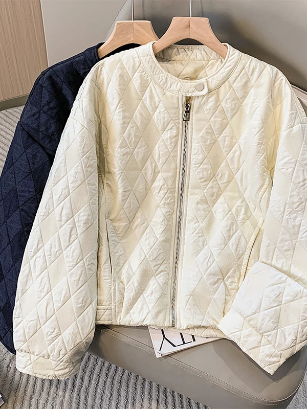 

Свободная повседневная корейская хлопковая куртка Jaet ort, верхняя одежда, женское модное осенне-зимнее пальто в клетку с воротником-стойкой