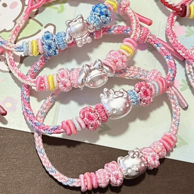 

Sanrio peripheral model DIY accessories HelloKitty DIY peripheral sterling silver accessories bracelet birthday gift