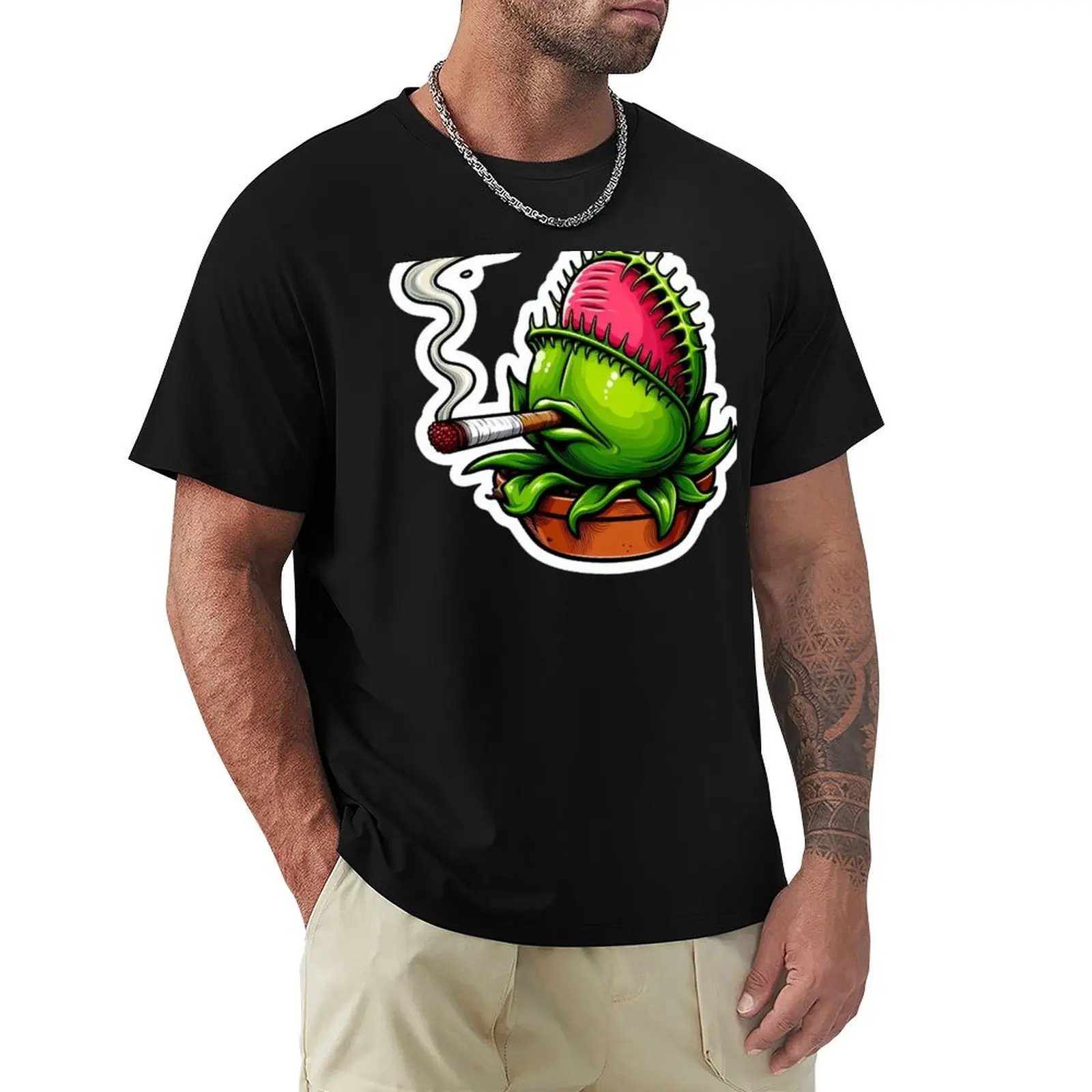 Carnivorous Craving: Flytrap with a Fag T-Shirt mens graphic t shirts T-Shirt