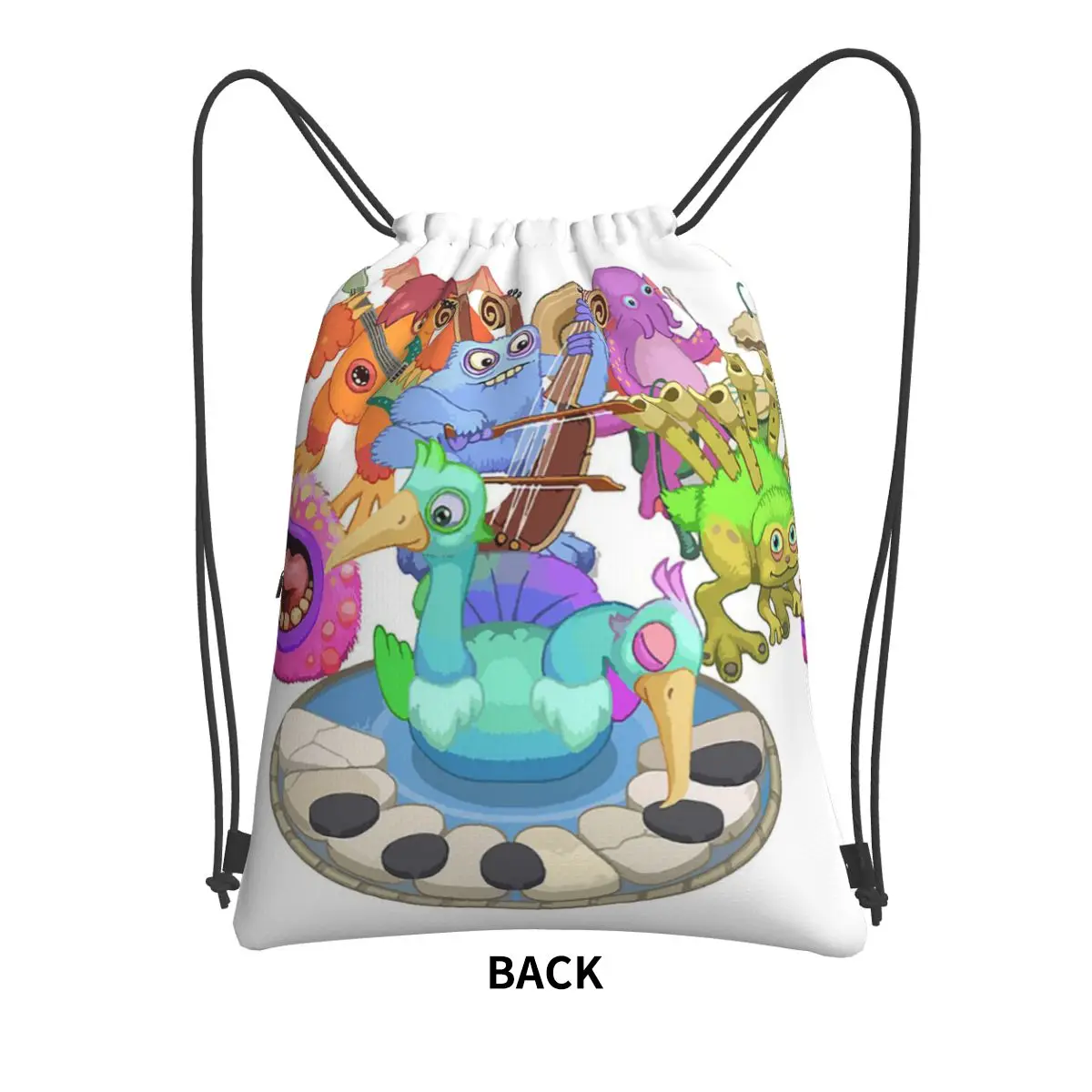 Wubbox My Singing Monsters Portable Backpacks Drawstring Bag Casual Drawstring Bundle Pocket Shoes Bags For School Students