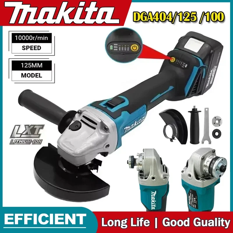 Makita DGA404 125/100mm Brushless Lithium Electric Angle Grinder Rechargeable Cutting Machine High Power Polishing Machine