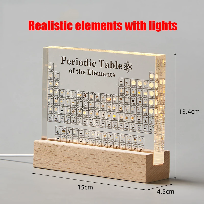 Acrylic Periodic Table with Real Elements Chemical Mendeleev Periodic Table of Elements Samples Inside Chemistry Materials Craft