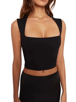 Deep Square Collar Vests 2025 Summer New Fashion Sexy Women's Crop Tops Sling Vest Camis