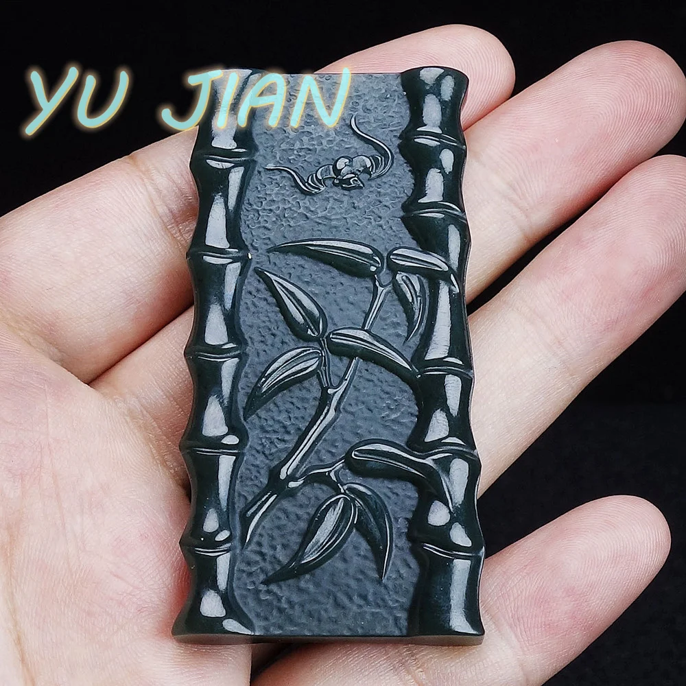 

Natural Hetian Jade Hand-polished Carving Fine Pendant Bamboo Bat Modeling Neck Hanging-hewelry Exquisite Necklace Chain Jewelry