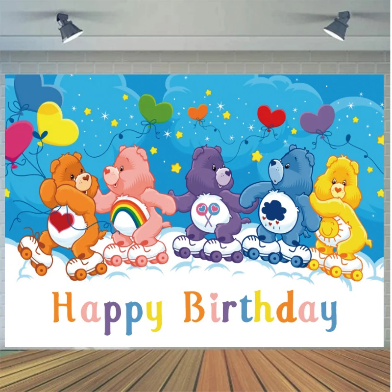 CareBear Photo Backdrop Background For Photography Care Bear Baby Shower Princess Birthday Decoration Props Party Kids Supplies