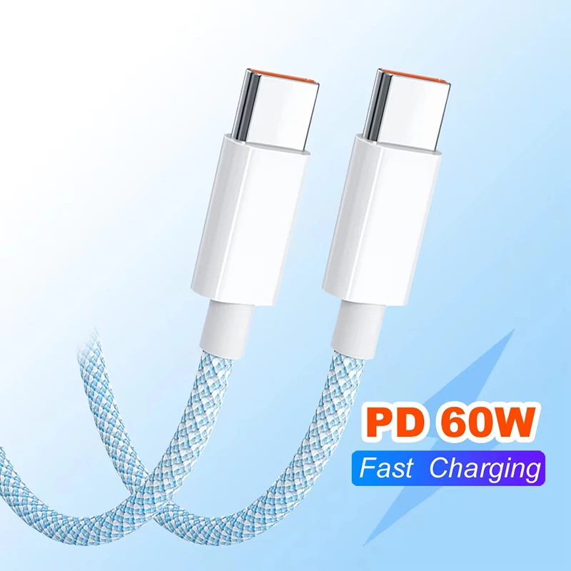 PD Data Cable USB C to Type C Fast Charging Data Cord Cable 60W USB-C For iPhone 16 15 Xiaomi Huawei