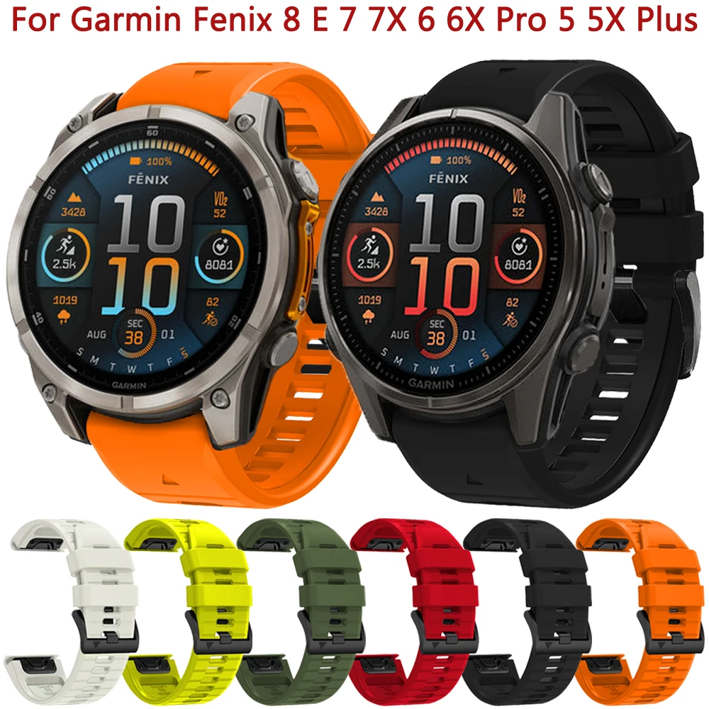 26mm 22mm Silicone Band For Garmin Fenix 8 E 7 7X 6 6X Pro 5X 5 Plus Strap Epix Pro Gen 2 47mm 51mm 955 Enduro 3 Bracelet Correa