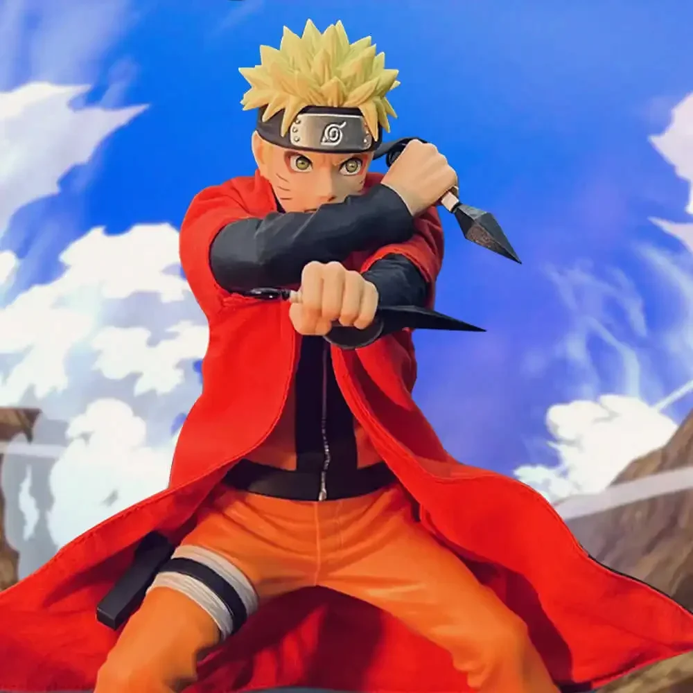 Auf Lager Naruto handgemachte Maßstab japanische Anime Charakter Ninja Uzumaki Naruto roten Umhang Umhang für männliche Soldaten Action figur