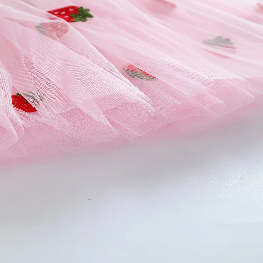 Children\'s skirt 2024 summer new European gauze strawberry TUTU Princess skirt