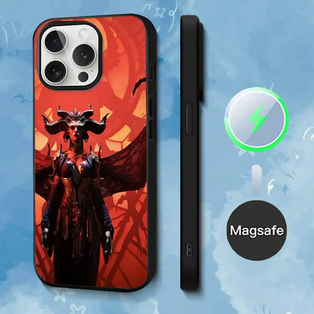 Casing Ponsel Game D-Diablo IV Untuk iPhone 17,16,15,14,13,12,11,Pro,Max,Plus,Mini,SE4,E Pengisian Daya Nirkabel Magnetik Magsafe