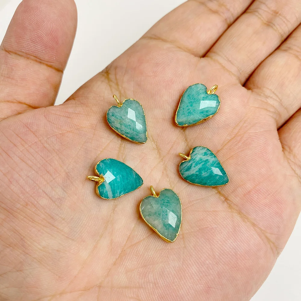 2pcs 12X15mm Quality Natural Stone Heart Pendant Labradorite Lapis Crystal Gem Charms for Jewelry Making DIY Necklace Earrings
