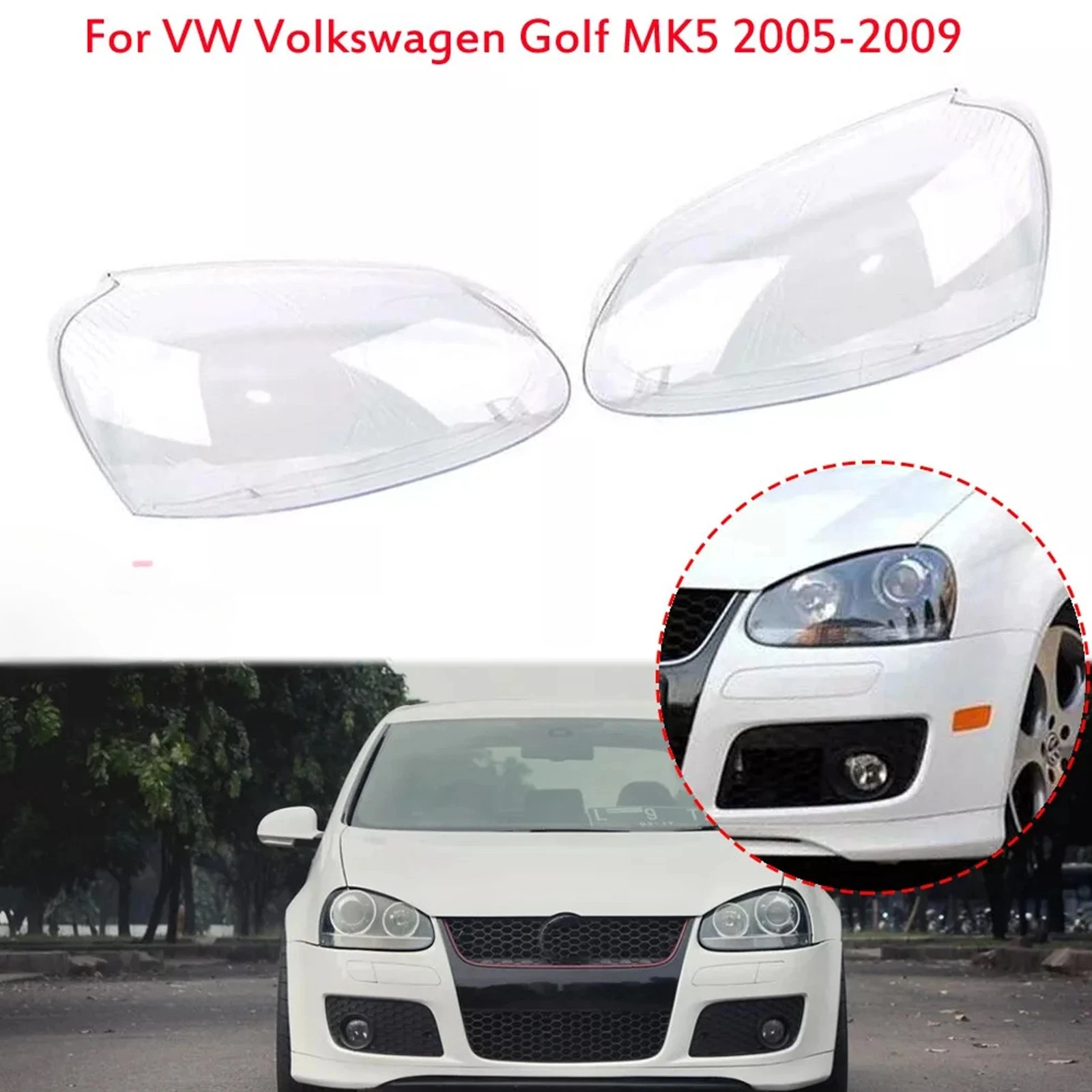 LH/RH Front Headlights Cover For Volkswagen VW Golf 5 MK5 2005-2009 Rabbit Jetta Transparent Lampshade Car Lens Shell Lampcover