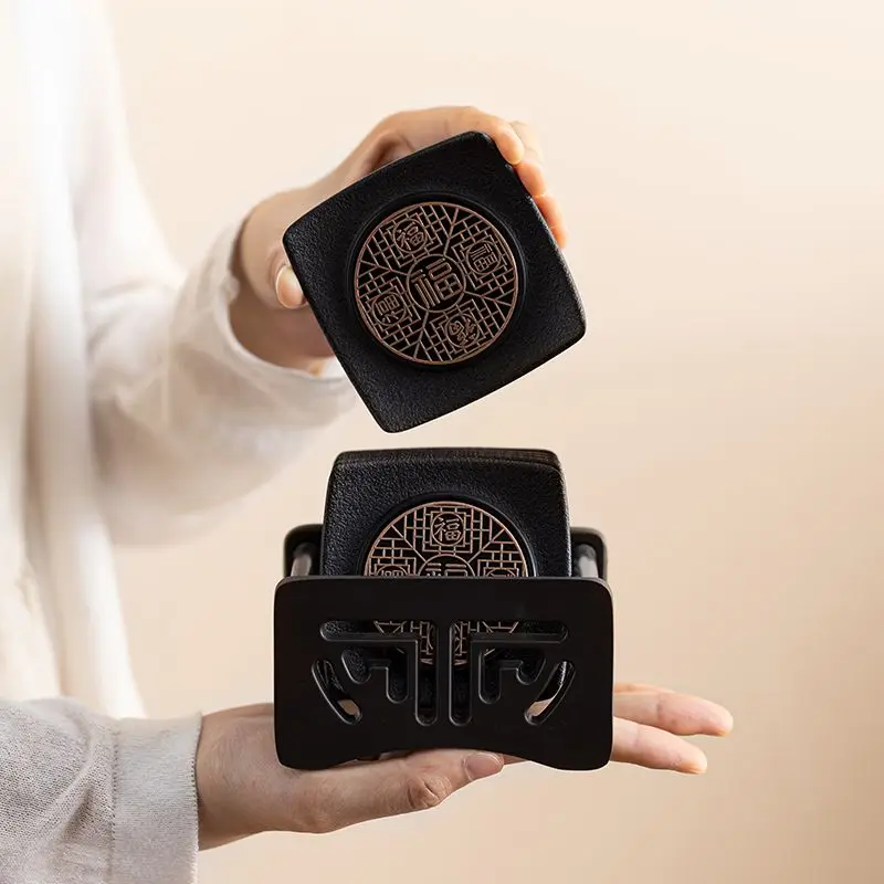Chinese style tea ceremony accessories, coaster, teacup base Kung Fu tea set retro anti slip and heat-insulating mat, cup holder
