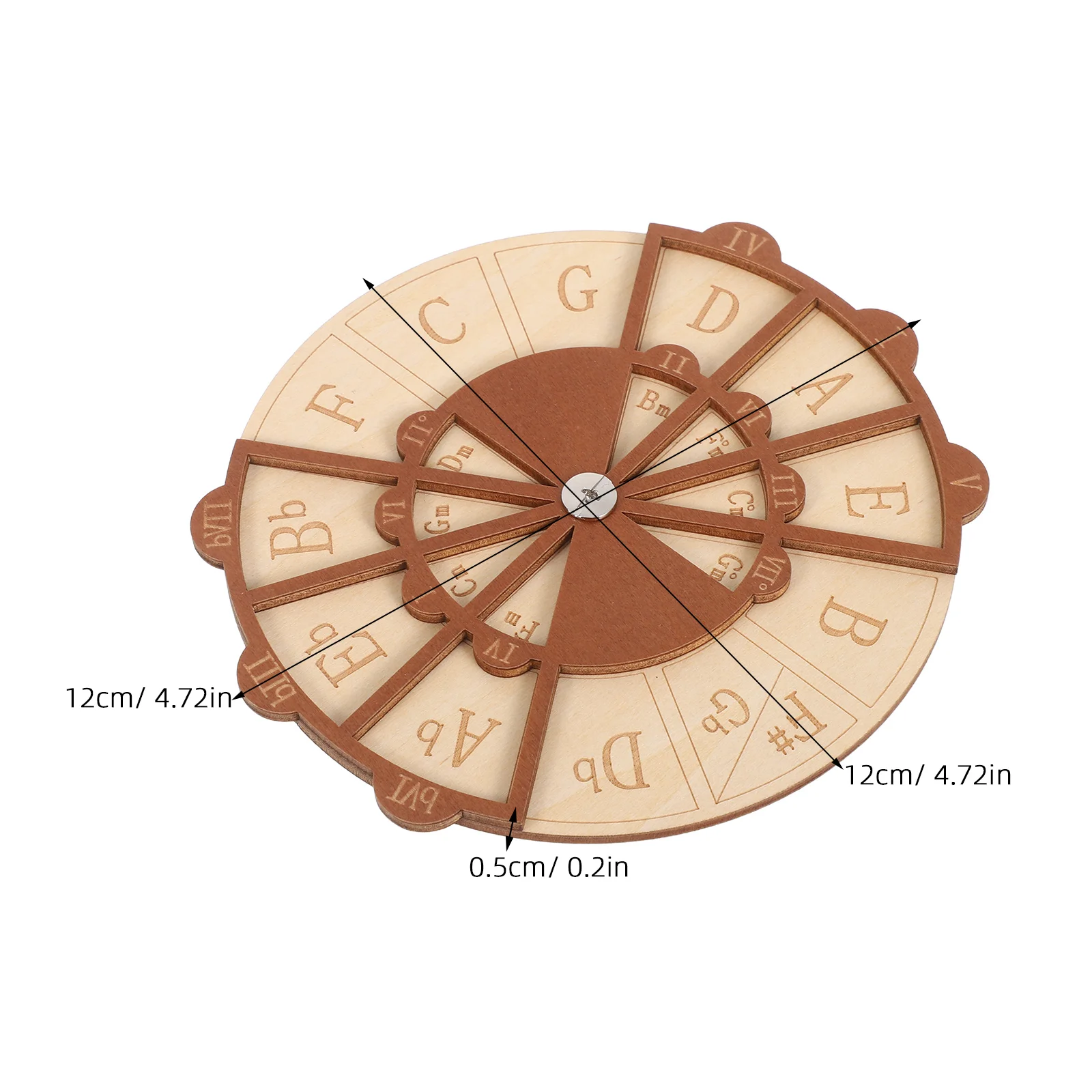 Guitar Chord Wheel Circle of Fifths Tool Wooden Learning Aid for Beginners Advanced Users Portable Practice Trainer - view 2