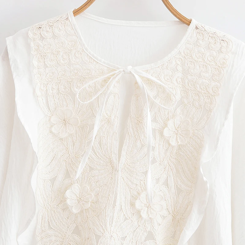 Z 2025 Sommer Neue Damen Faion Set Lösliche Spitze IRT Und Ort Rock Polyester Faser Lange Sve Runde Ne Overhead