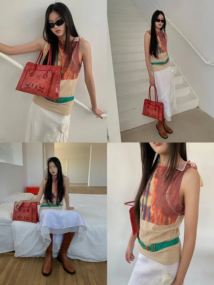 

Женская тонкая майка Ceci Tang с принтом, асимметричный дизайн, оригинальный стиль, полиэстер, средней длины, на молнии, цвет летний...