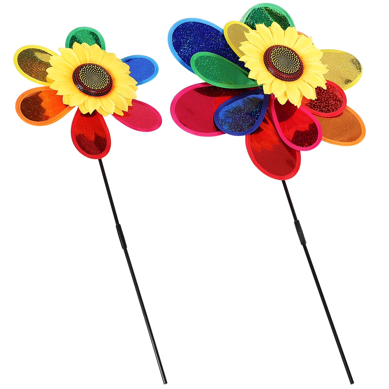 

2 Pcs Windmill Plastic Garden Decor Colorful Pinwheels Rotating Ornament Balcony Party Plastic Windmill Wedding