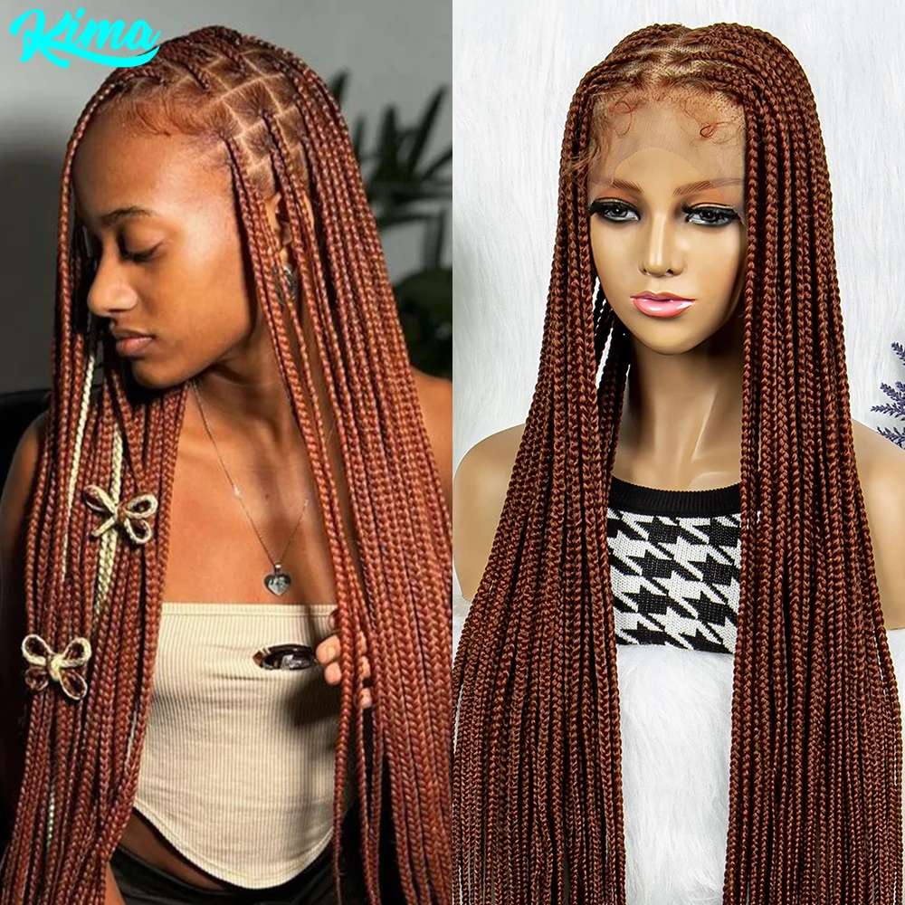 

KIMA Synthetic Ginger Cornrow Box Braided HD Full Lace Braided Wigs For Black Women KnotlessCrochet Braiding Hair Wigs