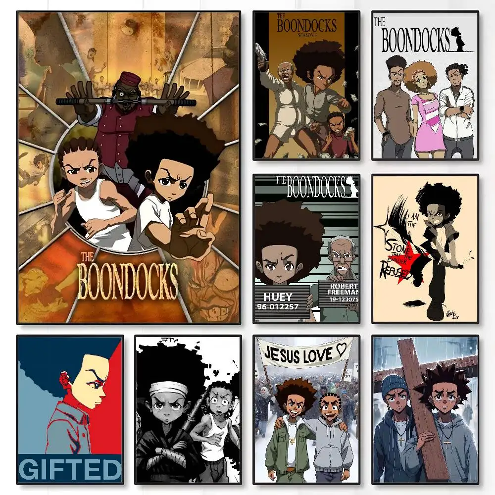 Cartoon B-Boondocks Retro Poster Klebrige Wand Kunst Druck Wasserdicht Hause Wohnzimmer Schlafzimmer Bar Ästhetische Dekor