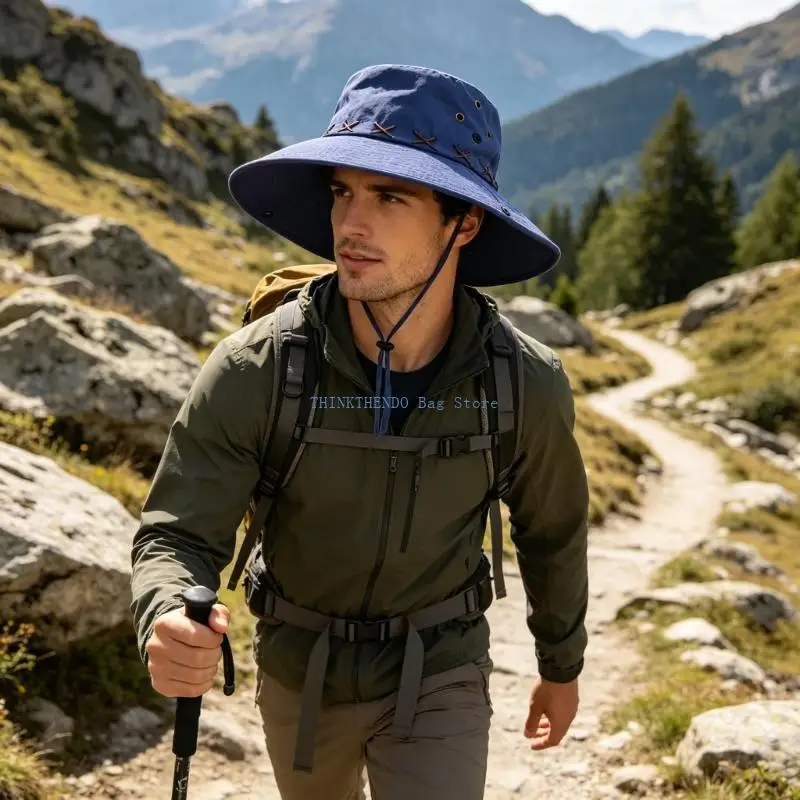 340D Wide Brims Sun Hat For Outdoor Enthusiasts Breathable Polyester Bucket Hat