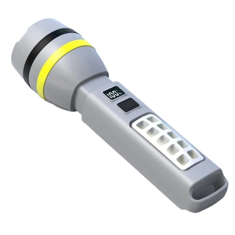 Solar Rechargeable LED Flashlight Zoomable Torch with LCD Power Indicator Type-C Fast Charging for Camping Emergency