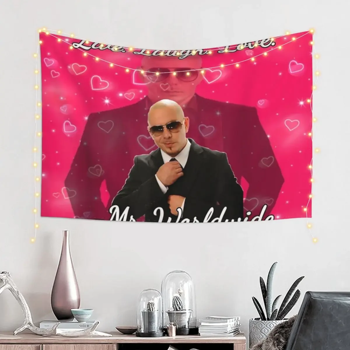 Mr Worldwide Pitbull Valentine Tapestry Art Mural Japanese Room Decor Tapestry